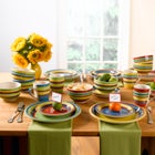 Santa Fe Hand-Painted Striped Stoneware Dinnerware Set image number null