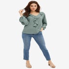 Knit Top With Ruffled V-Neck image number null