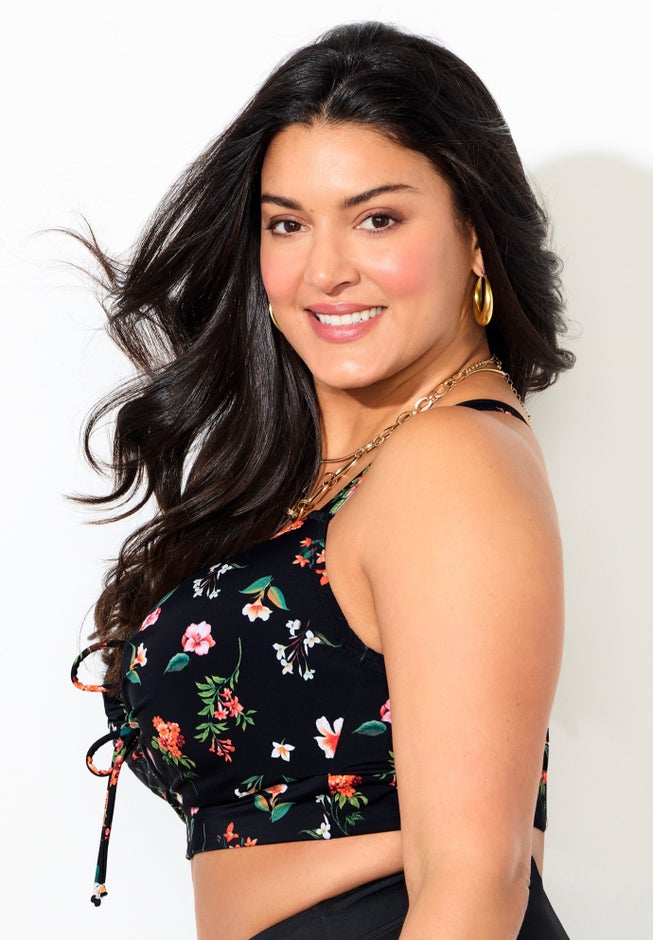 Bra Sized Tie Front Longline Underwire Bikini Top image number 2