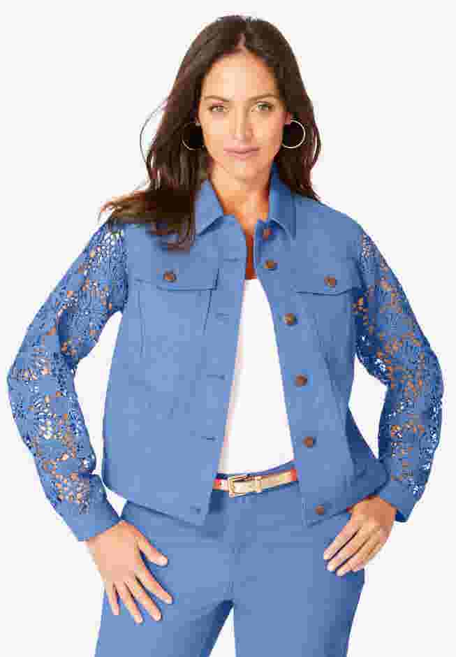 Lace Sleeve Denim Jacket image number 0