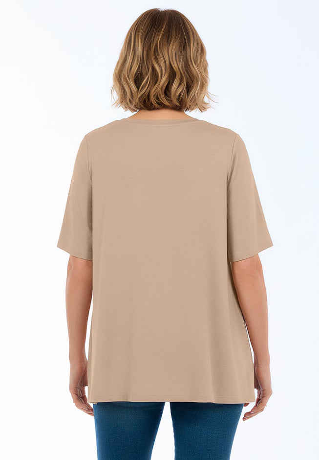 Stretch Knit V-Neck Swing Tunic image number 1