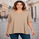 Stretch Knit V-Neck Swing Tunic image number null