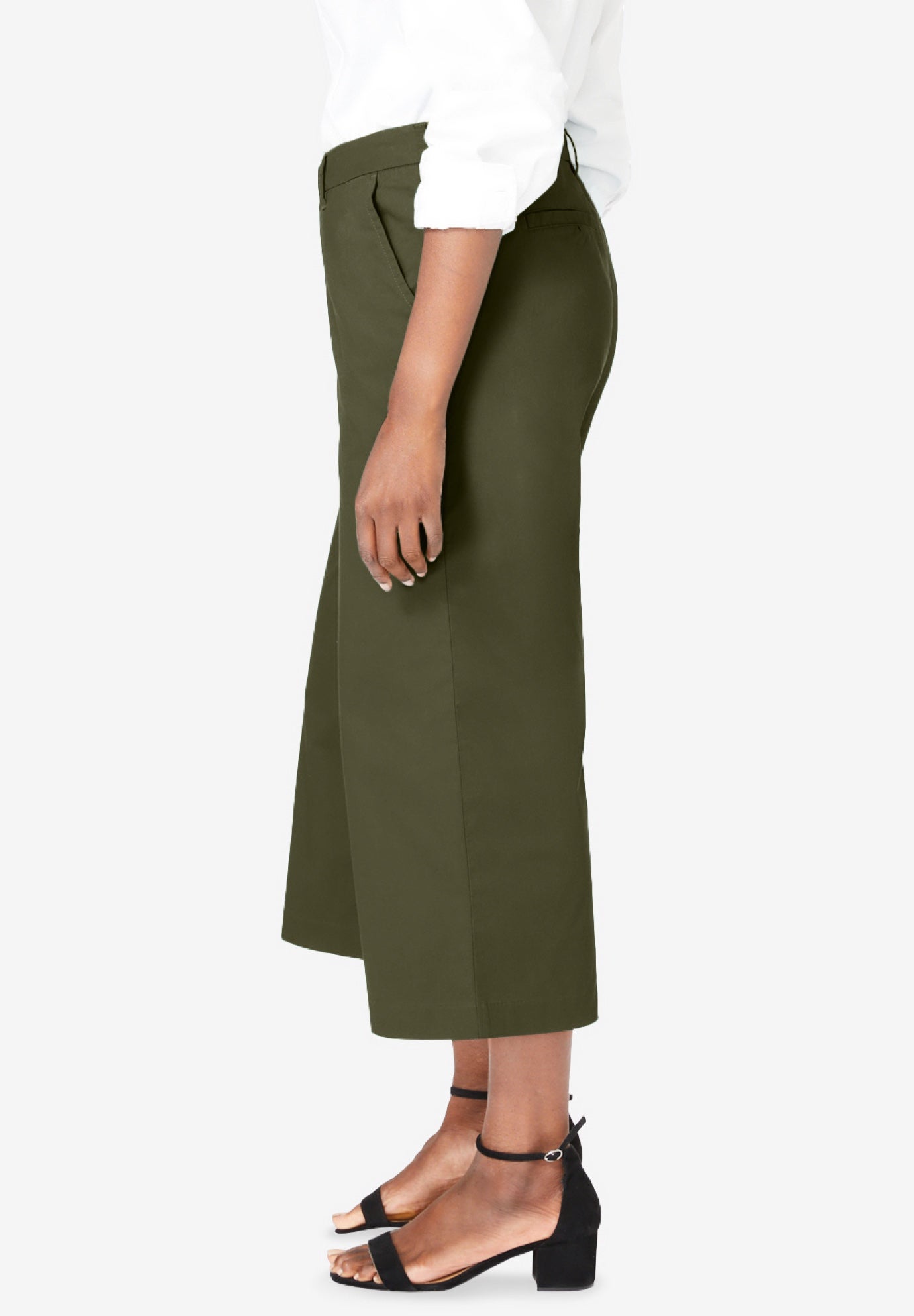 Stretch Cotton Chino Wide-Leg Crop image number 2