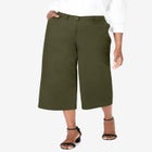 Stretch Cotton Chino Wide-Leg Crop image number null