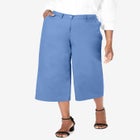 Stretch Cotton Chino Wide-Leg Crop image number null