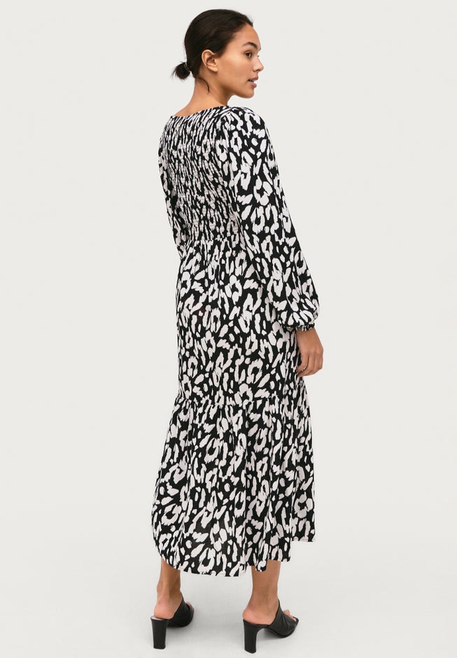 Smocked Bodice Tiered Midi Dress image number 1