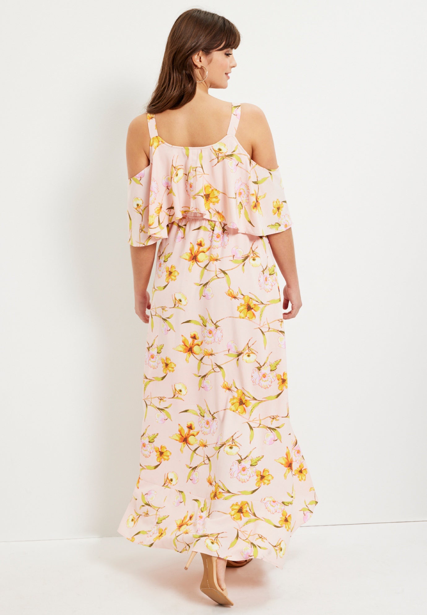 Cold-Shoulder Faux-Wrap Maxi Dress image number 1