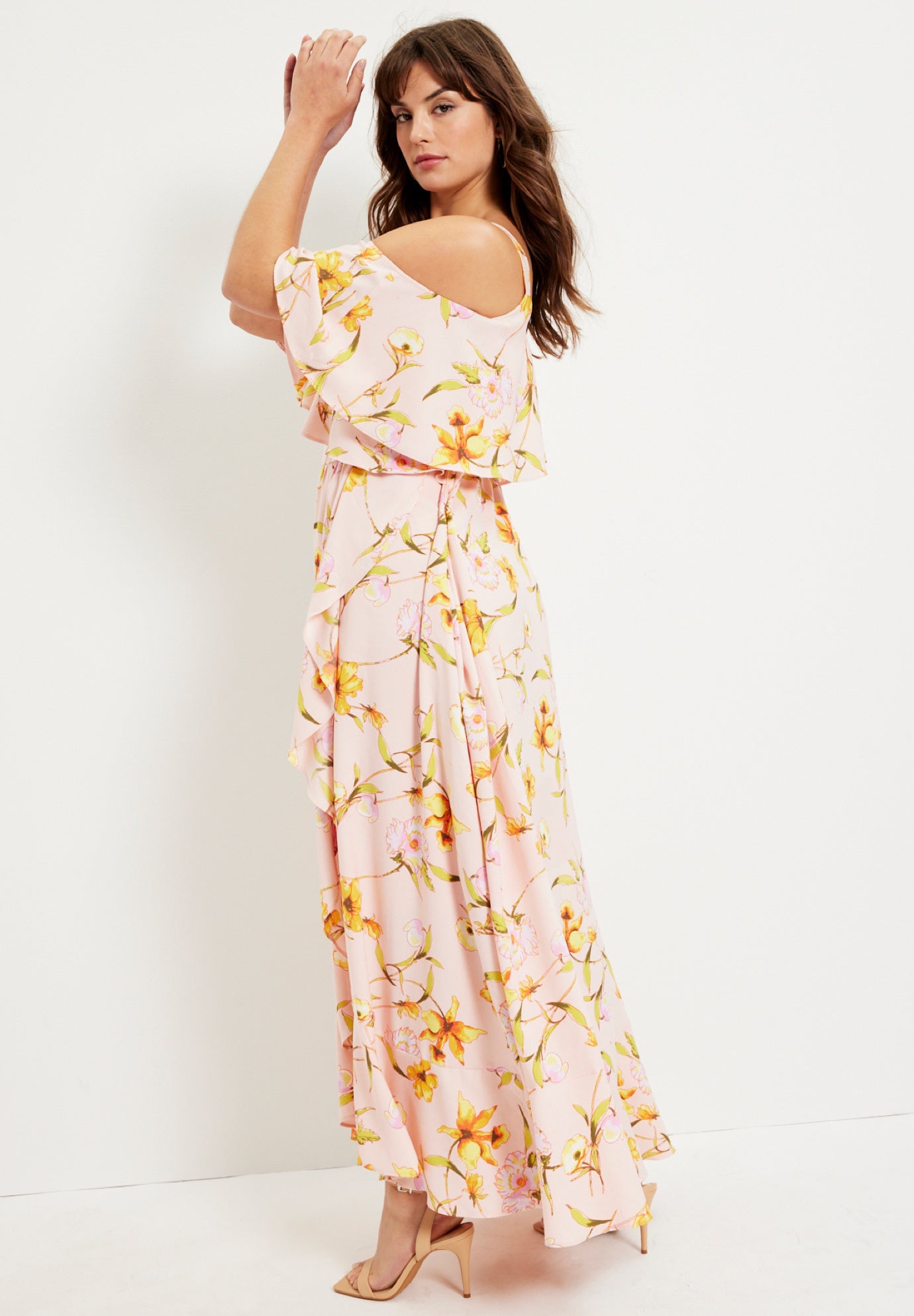 Cold-Shoulder Faux-Wrap Maxi Dress image number 2