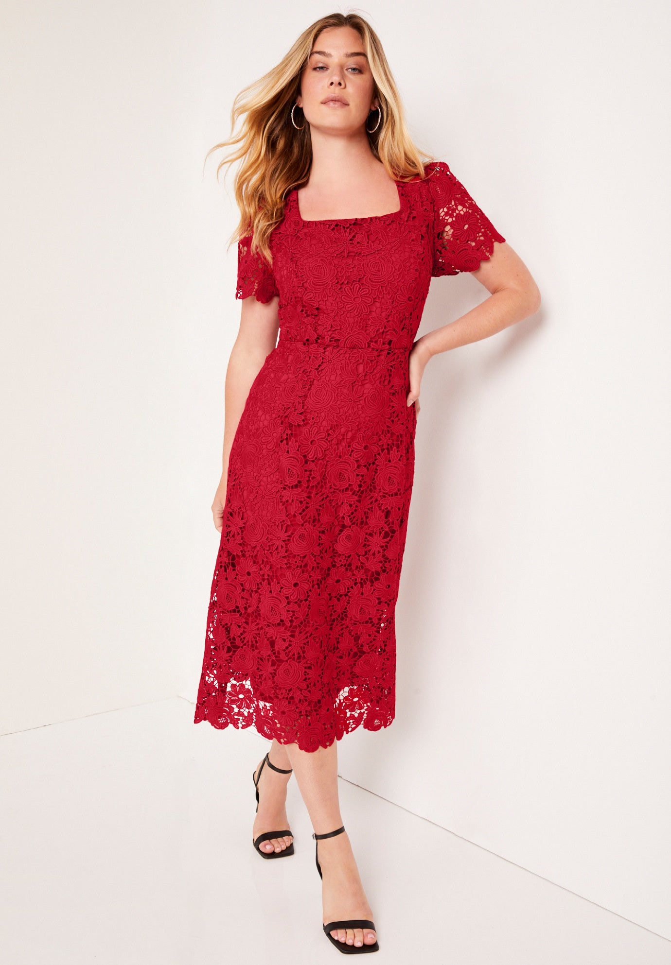 Square-Neck Lace Dress image number 0