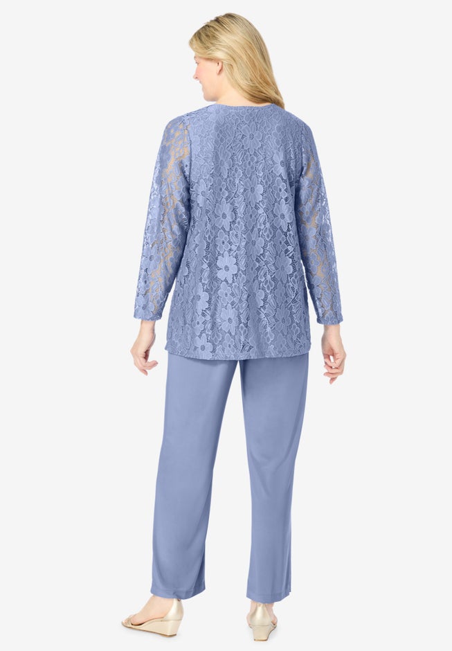 3-piece Lace Jacket/Tank/Pant Set image number 1