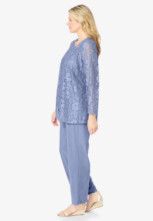 3-piece Lace Jacket/Tank/Pant Set image number 2