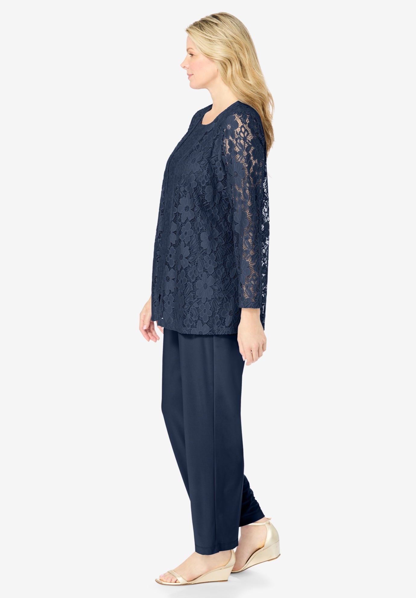3-piece Lace Jacket/Tank/Pant Set image number 2