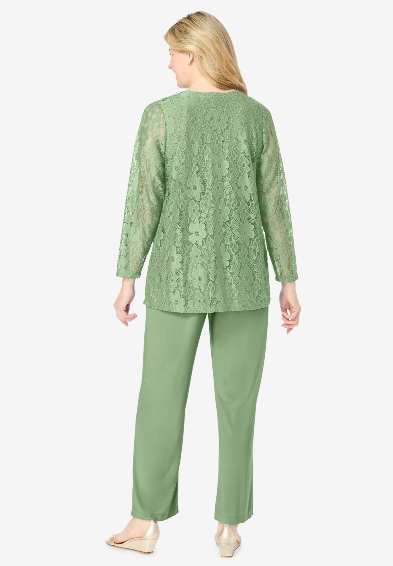 3-piece Lace Jacket/Tank/Pant Set image number 1