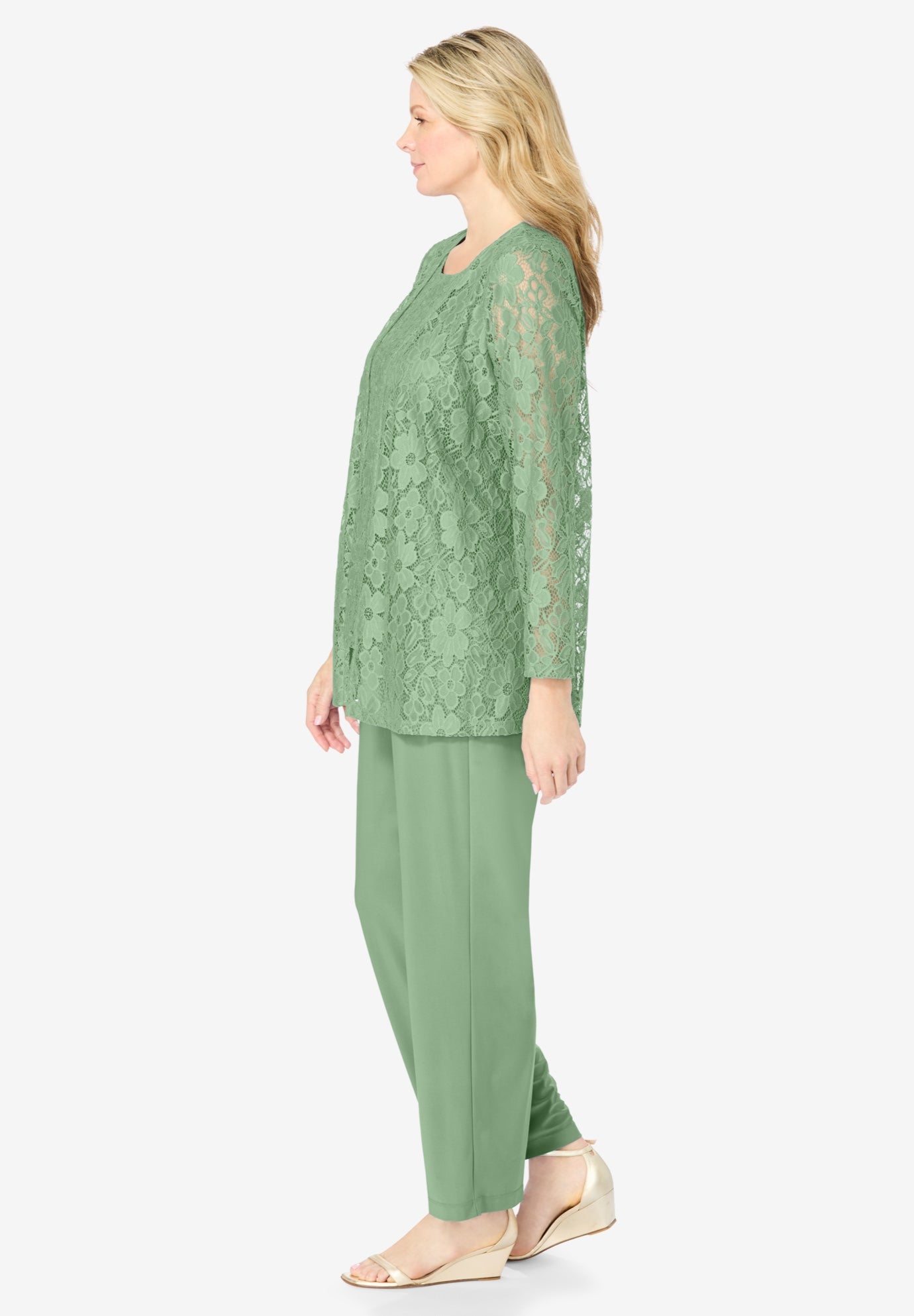 3-piece Lace Jacket/Tank/Pant Set image number 2