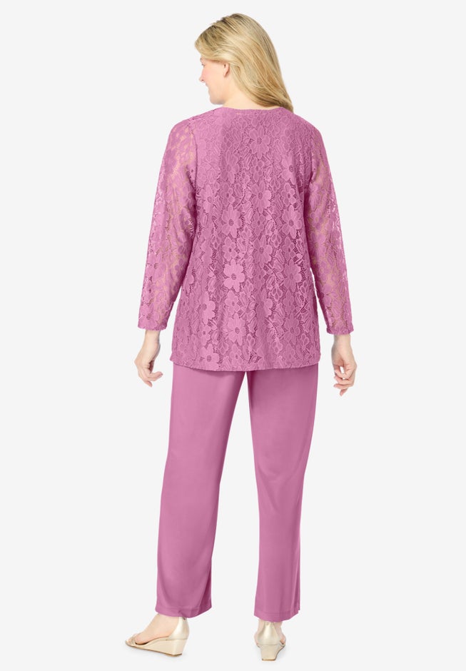 3-piece Lace Jacket/Tank/Pant Set image number 1