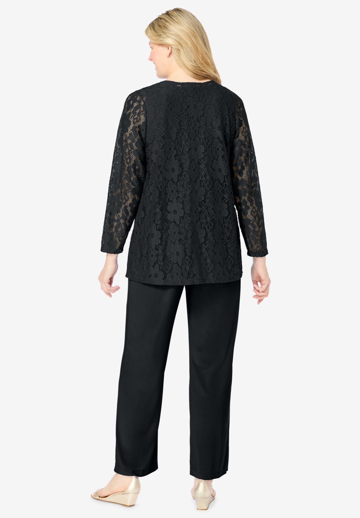 3-piece Lace Jacket/Tank/Pant Set image number 1