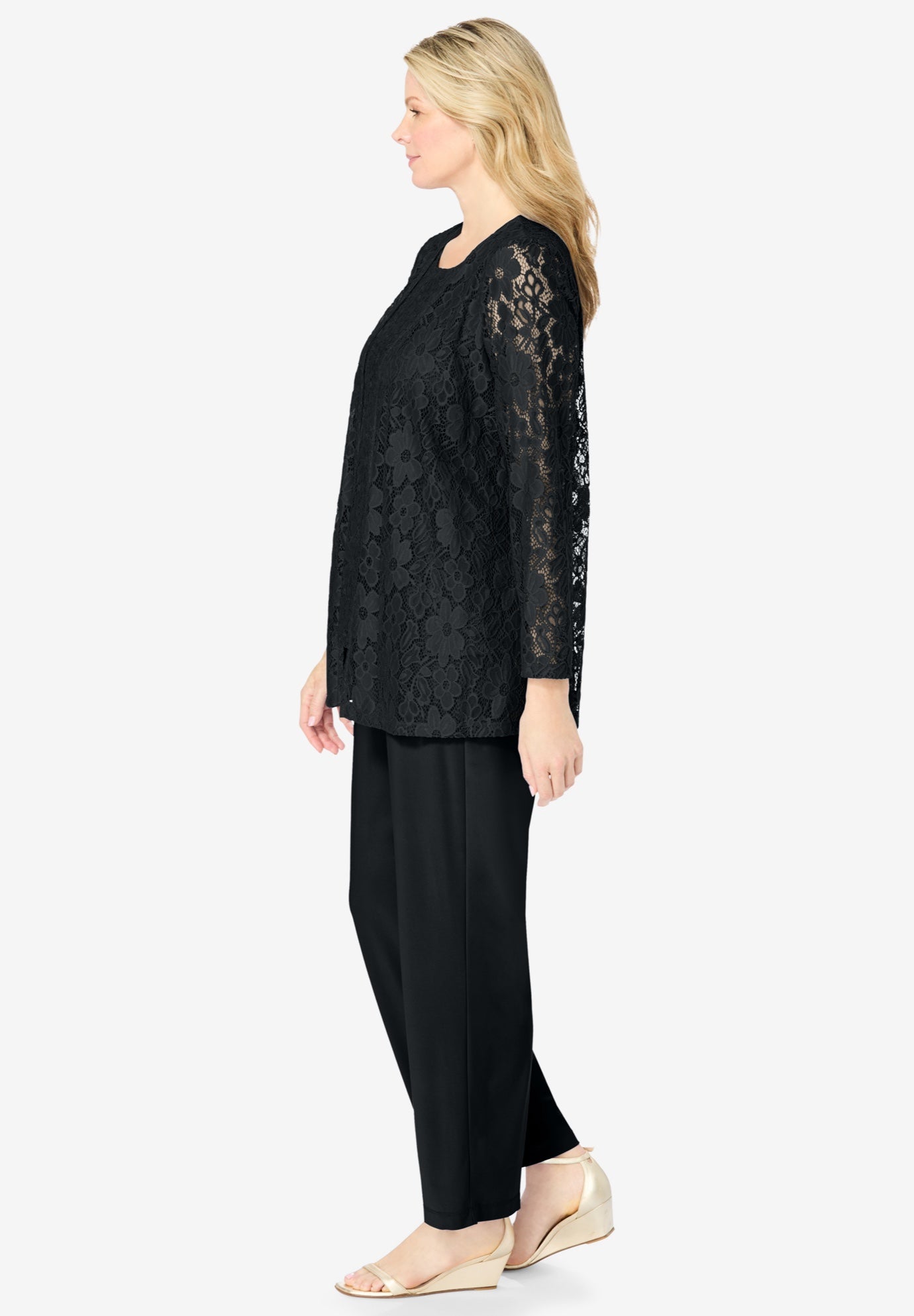 3-piece Lace Jacket/Tank/Pant Set image number 2