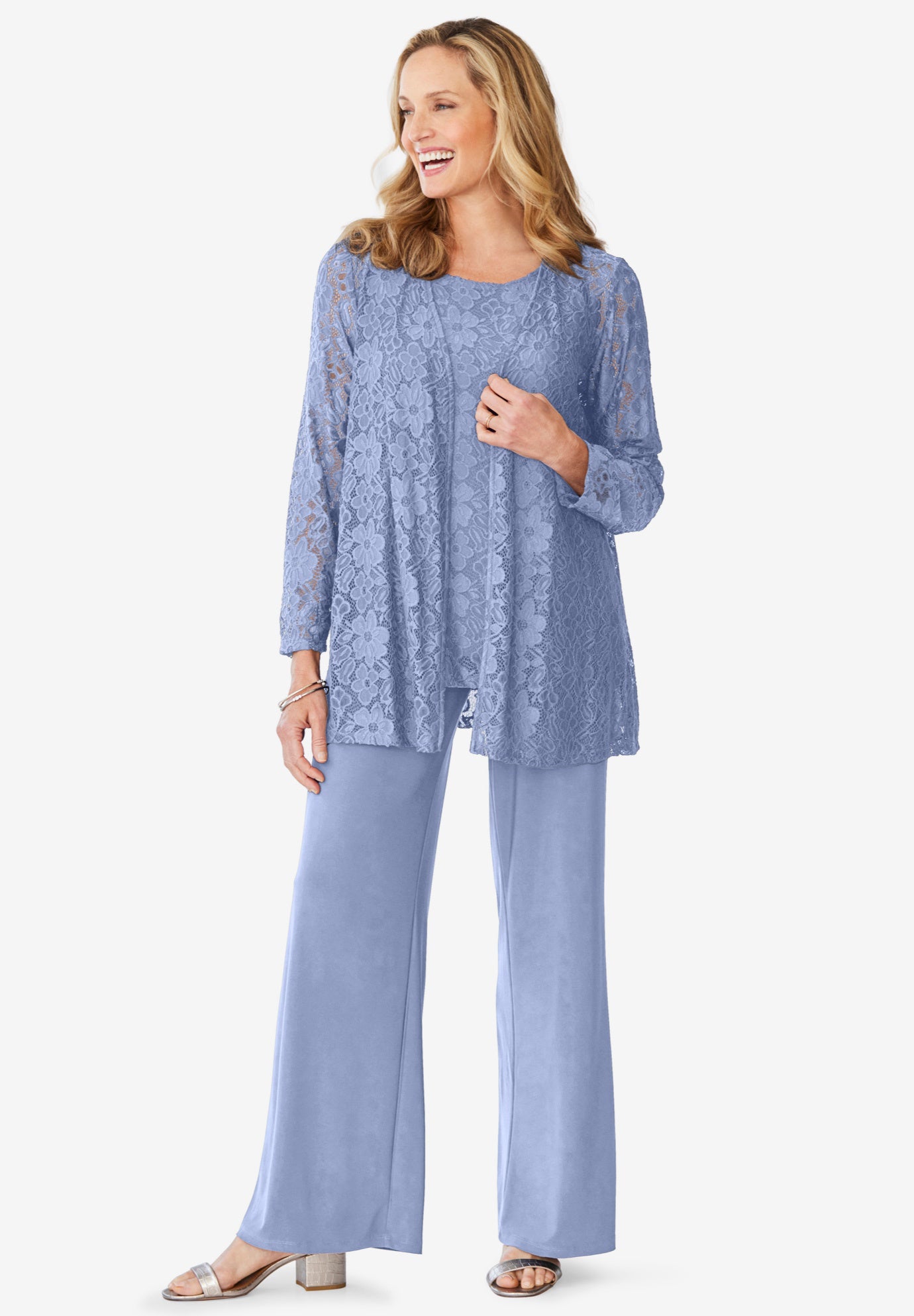 3-piece Lace Jacket/Tank/Pant Set image number 0