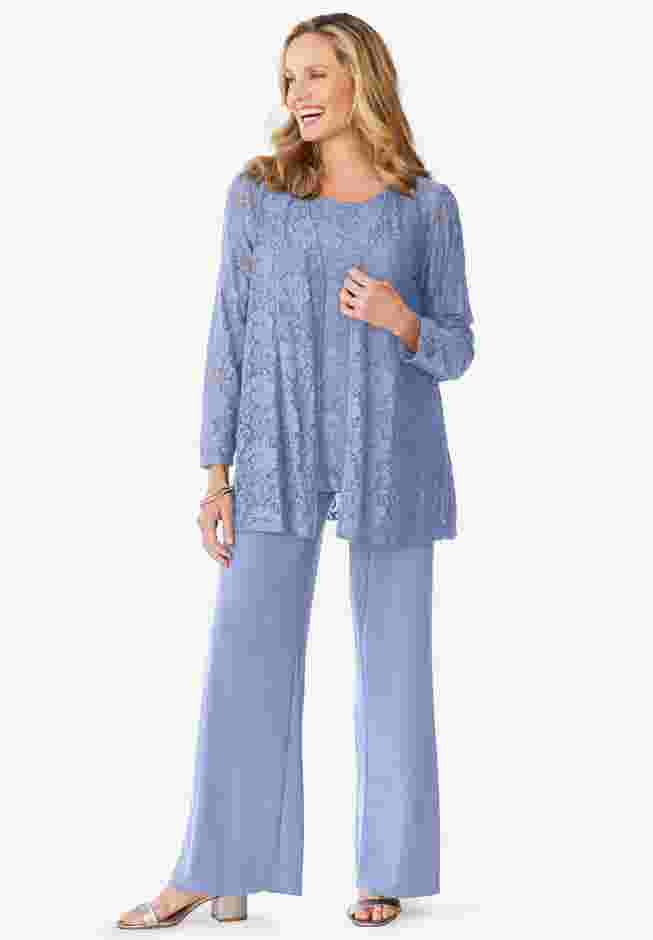 3-piece Lace Jacket/Tank/Pant Set image number 0