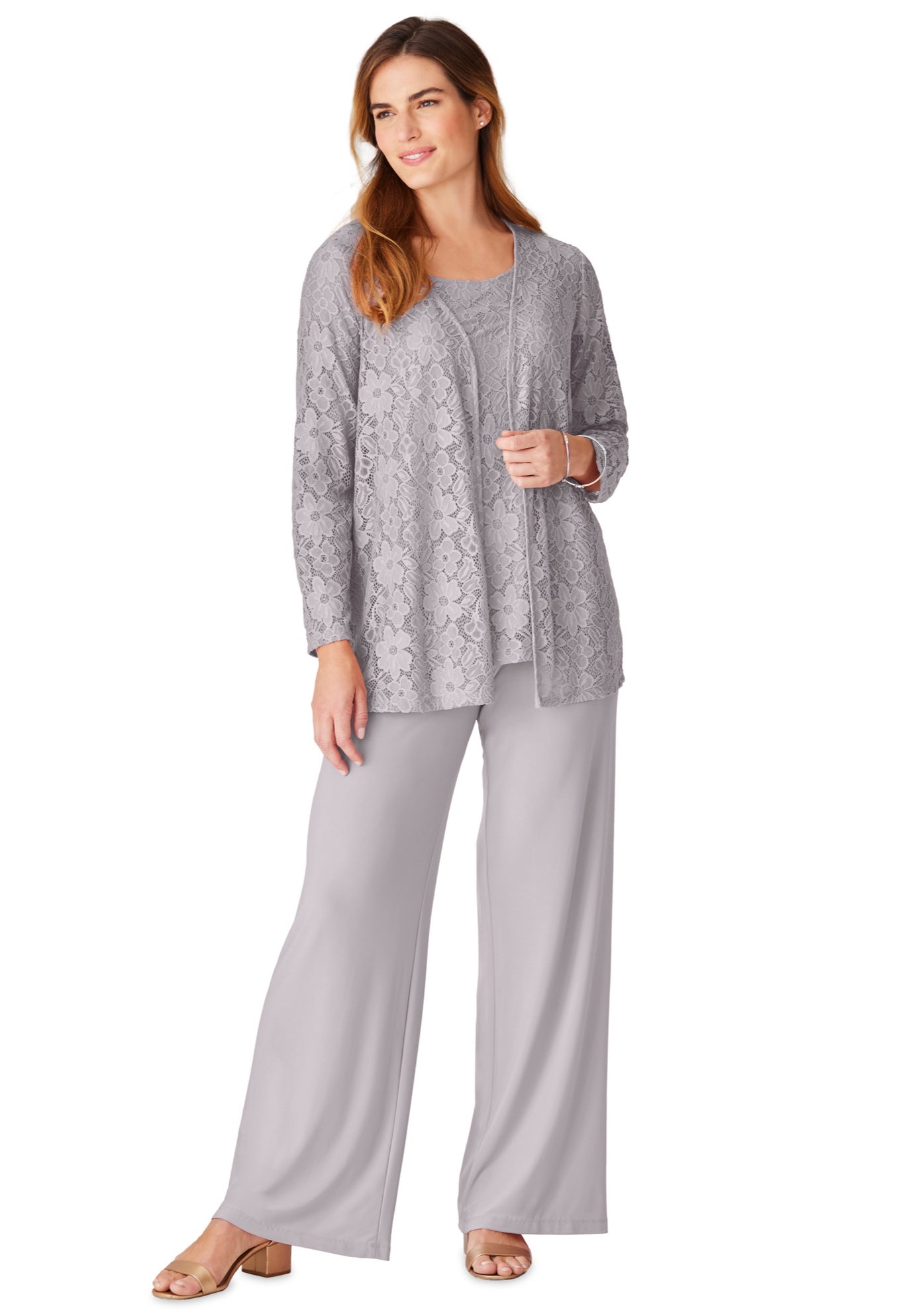 3-piece Lace Jacket/Tank/Pant Set image number 0