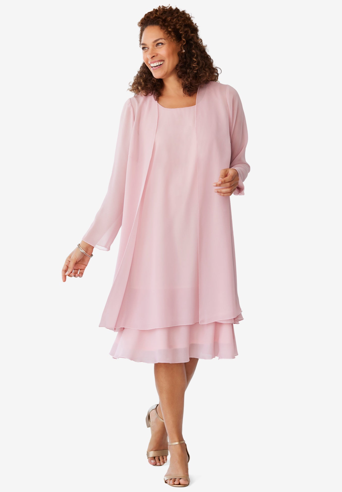 着物風袖2WAY TWO-TONE DRESS【ARTISTIC ROSE】 JAYLEY Silk Blend Pink Two Tone Dress - Womenswear from