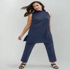 2-Piece Stretch Knit Mockneck Mega Tunic Set image number null