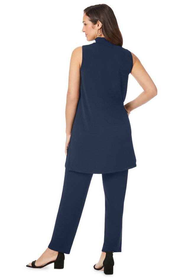 2-Piece Stretch Knit Mockneck Mega Tunic Set image number 2