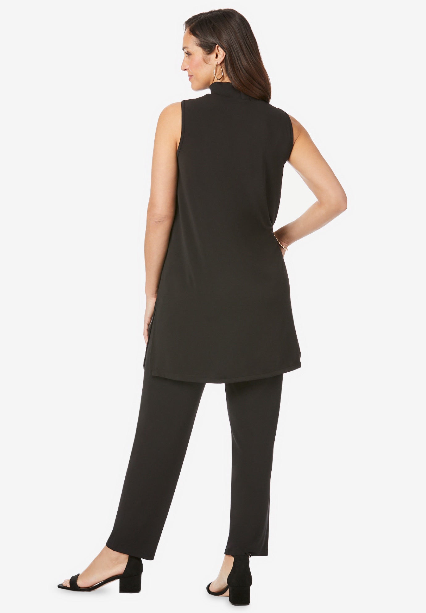 2-Piece Stretch Knit Mockneck Mega Tunic Set image number 1