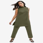 2-Piece Stretch Knit Mockneck Mega Tunic Set image number null