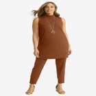 2-Piece Stretch Knit Mockneck Mega Tunic Set image number null