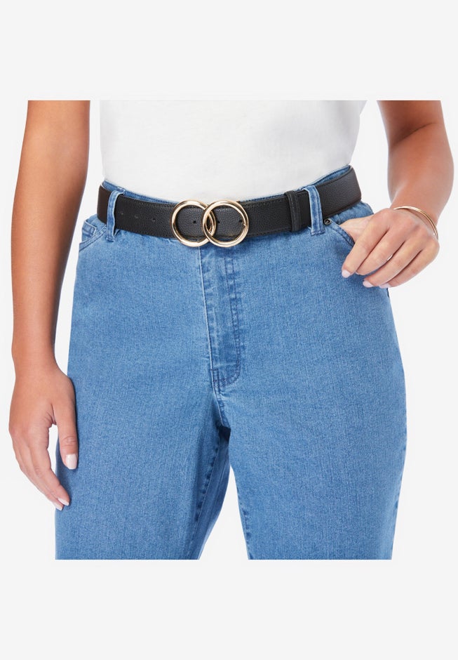 Double Ring Faux-Leather Belt image number 0