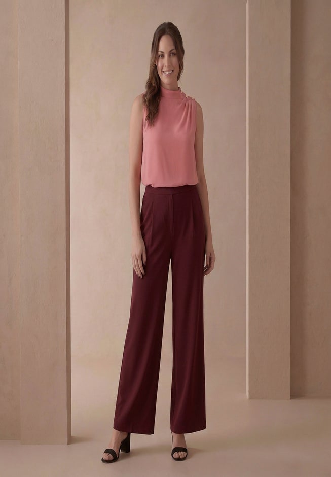 Stretch Knit Crepe Wide Leg Pant image number 1