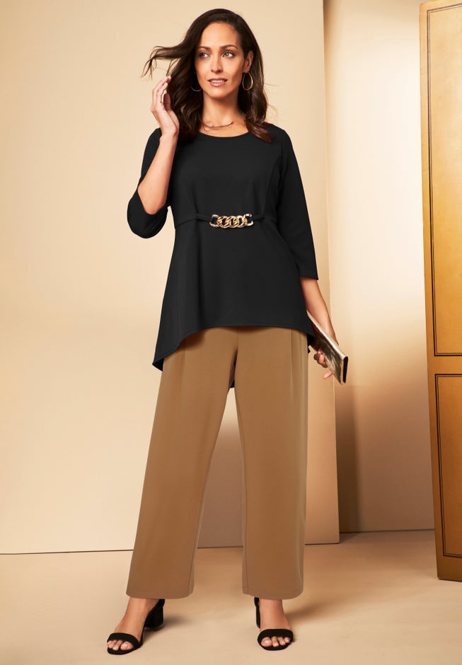 Stretch Knit Crepe Wide Leg Pant image number 3