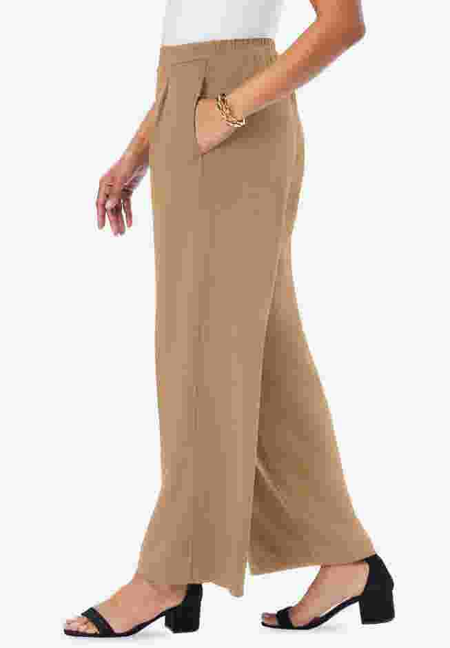 Stretch Knit Crepe Wide Leg Pant image number 3