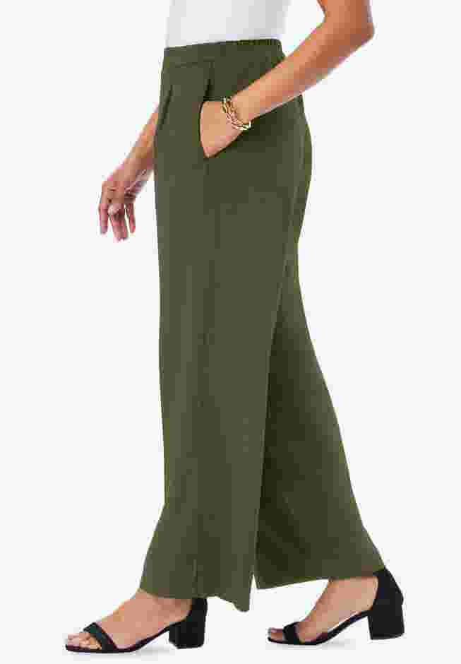 Stretch Knit Crepe Wide Leg Pant image number 2