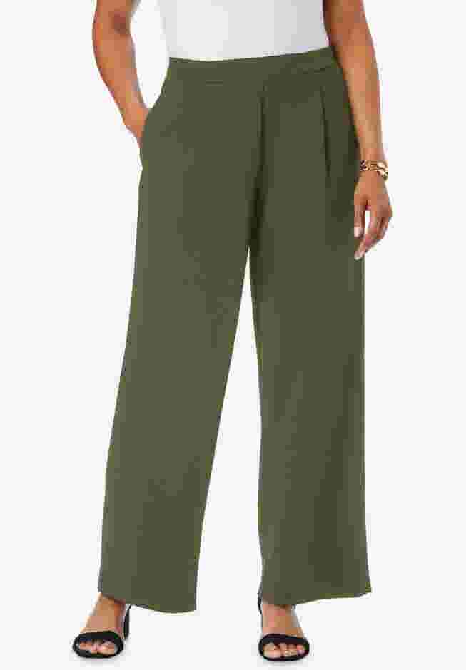 Stretch Knit Crepe Wide Leg Pant image number 0
