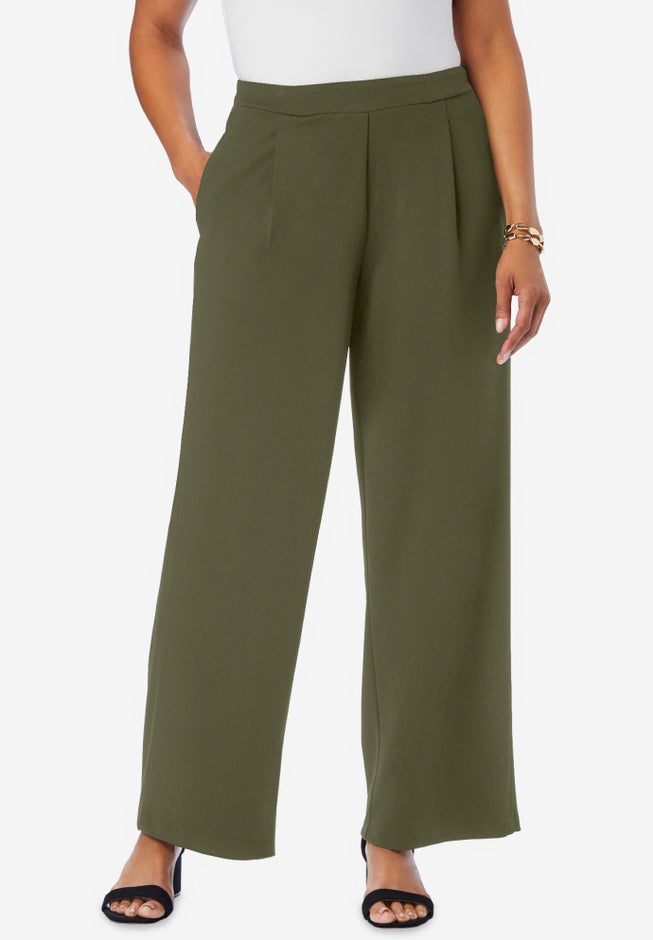 Stretch Knit Crepe Wide Leg Pant image number 0