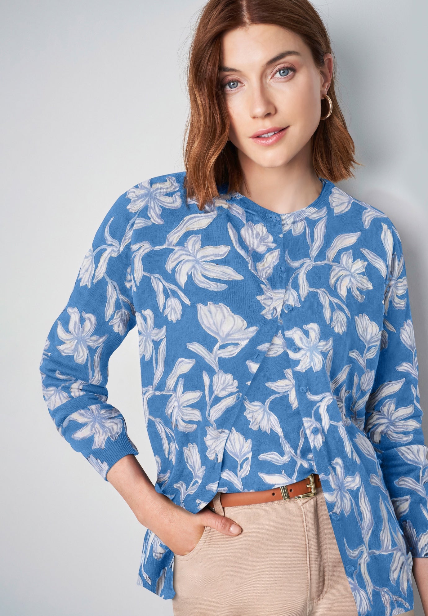 Fine Gauge Button-Front Cardigan image number 0