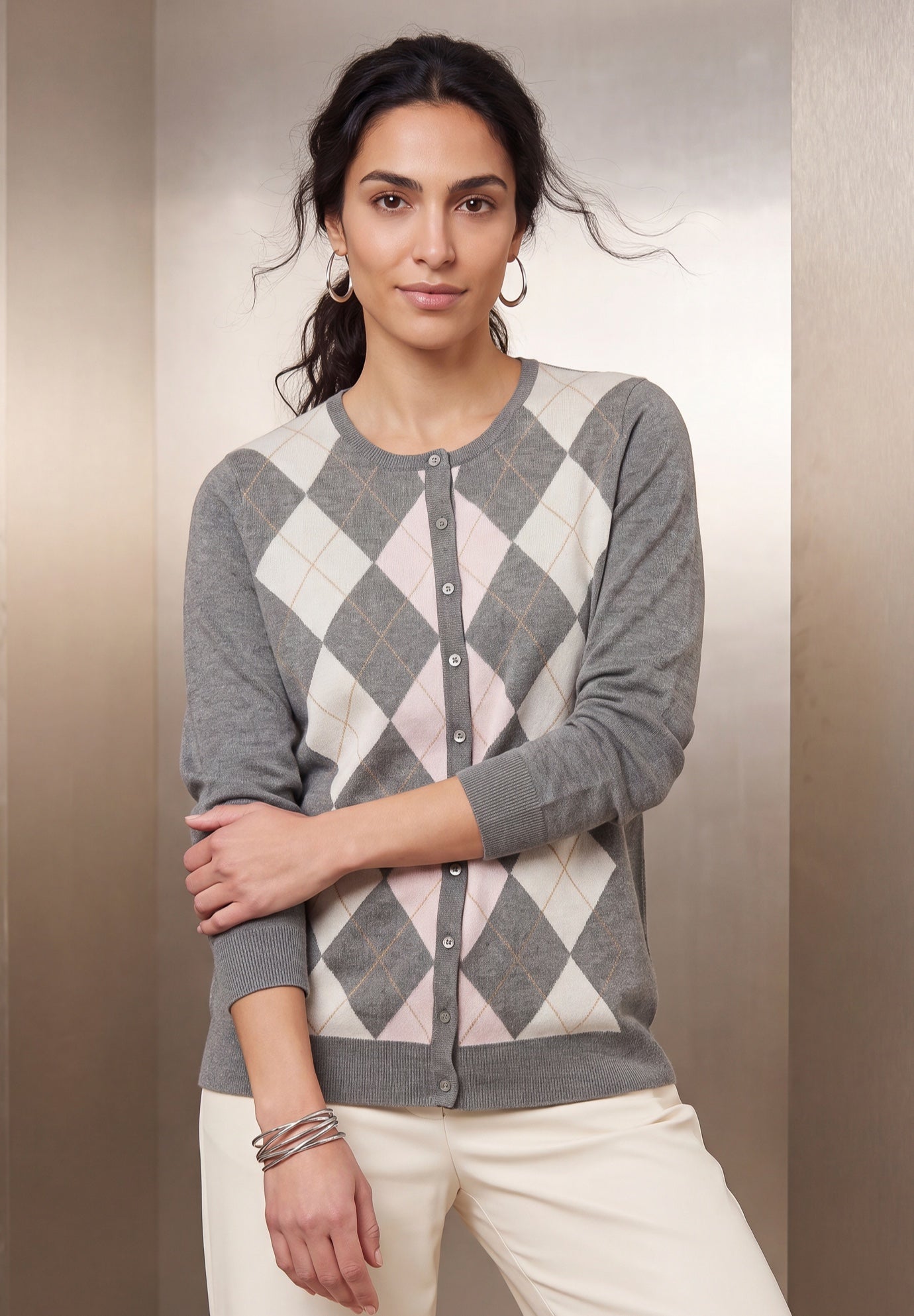 Fine Gauge Button-Front Cardigan image number 0