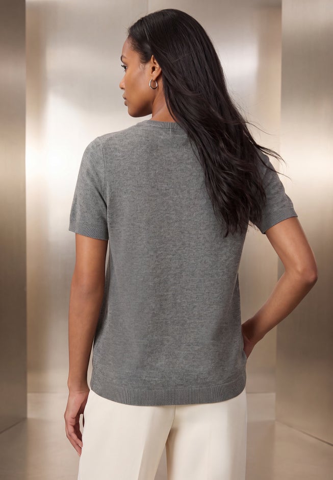 Fine Gauge Crewneck Knit Shell image number 1