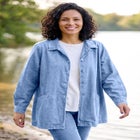Pleat-Back Denim Jacket image number null