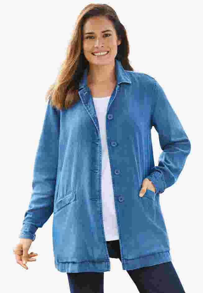 Pleat-Back Denim Jacket image number 3