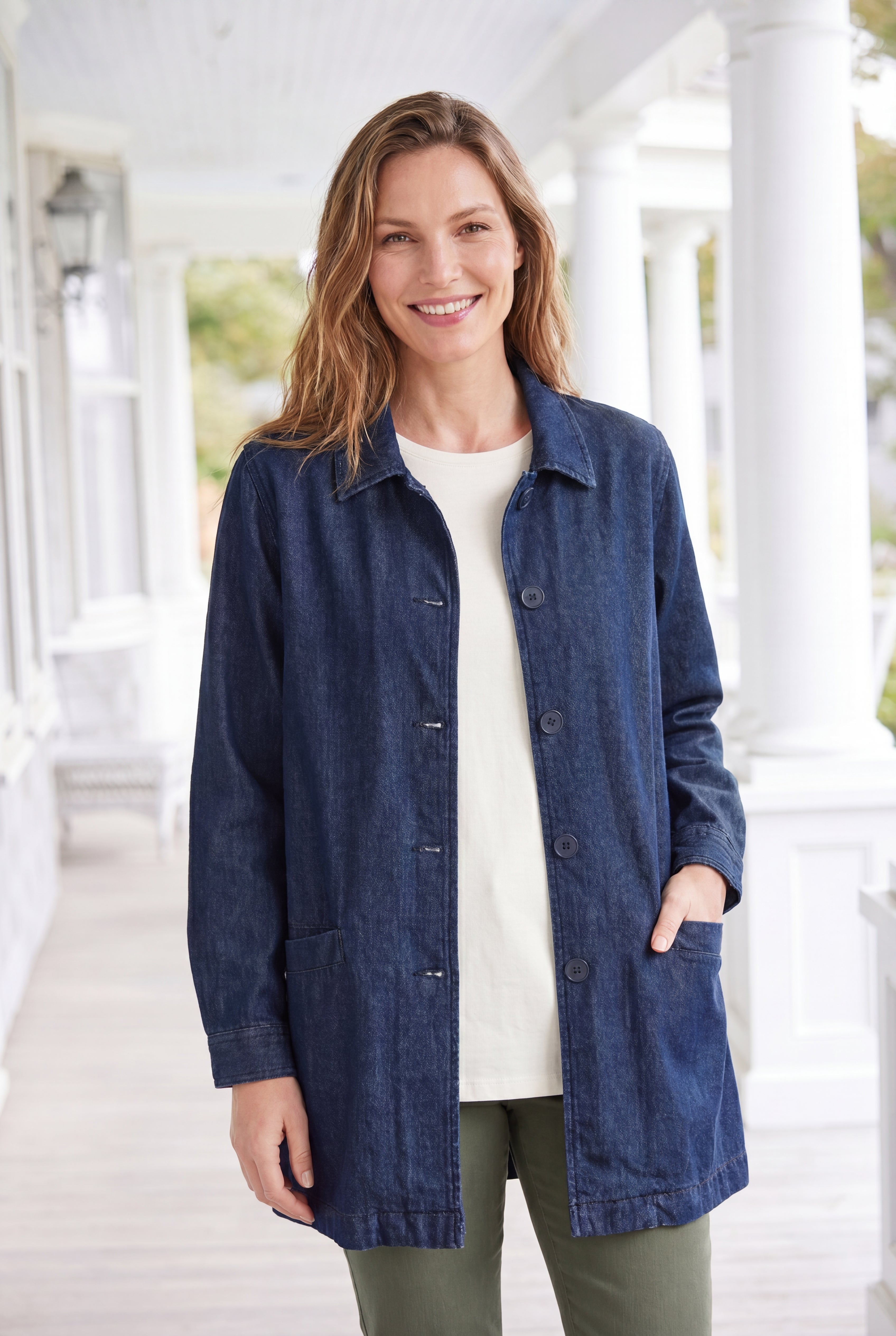 Pleat-Back Denim Jacket image number 0