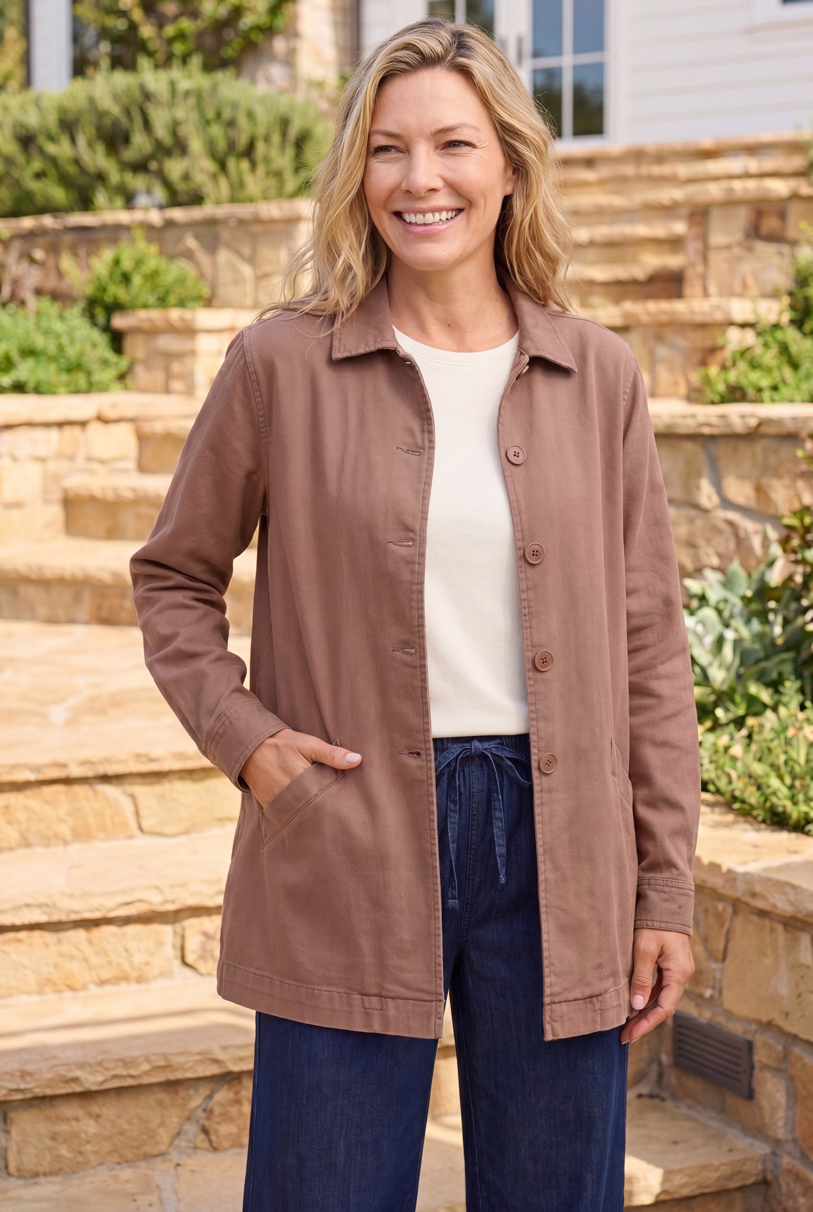 Pleat-Back Denim Jacket image number 0