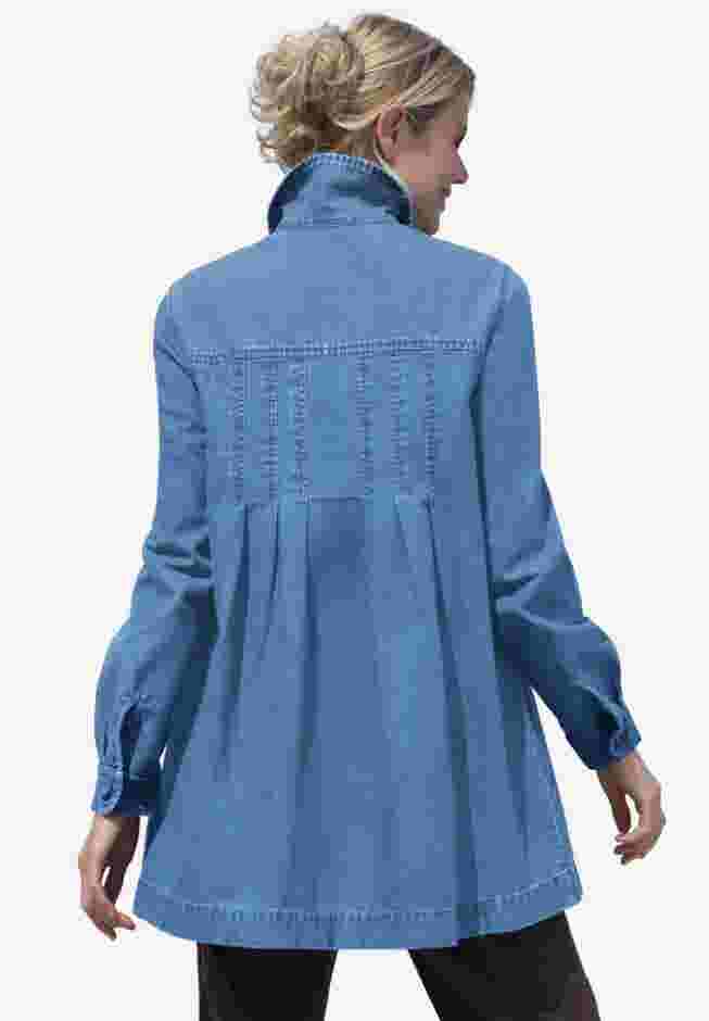 Pleat-Back Denim Jacket image number 0