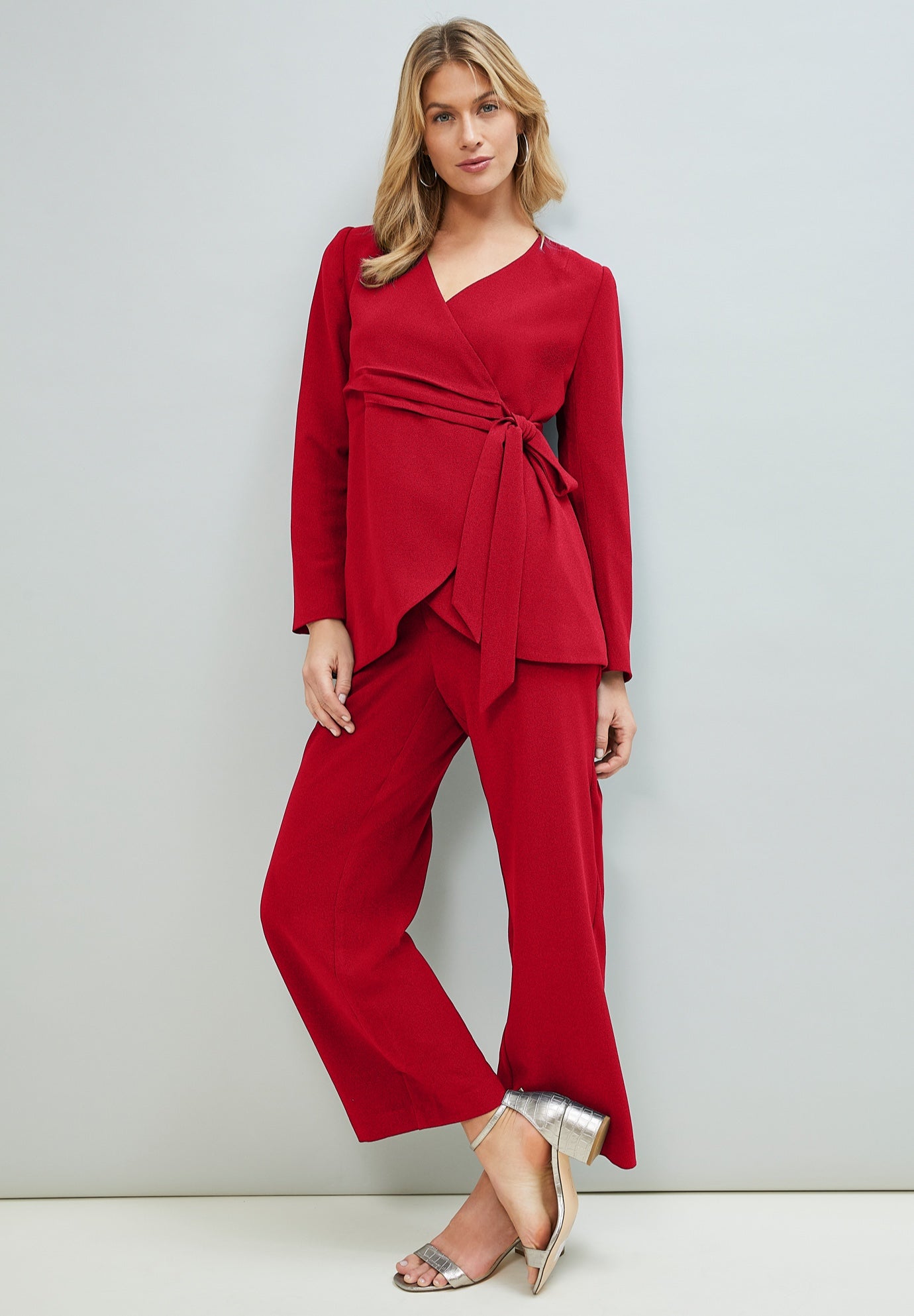 2-Piece Faux Wrap Pantsuit image number 0