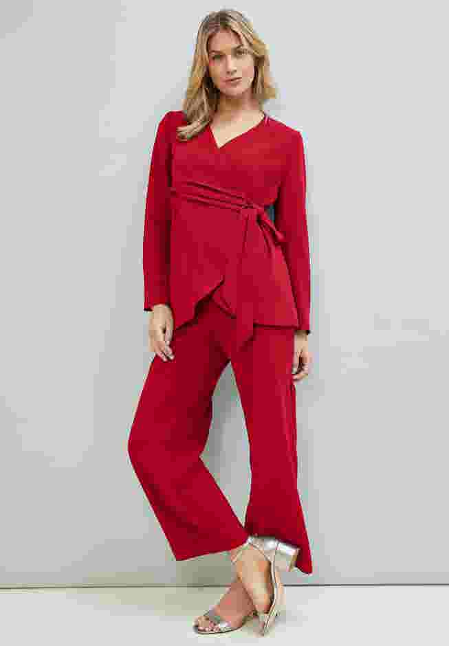 2-Piece Faux Wrap Pantsuit image number 0