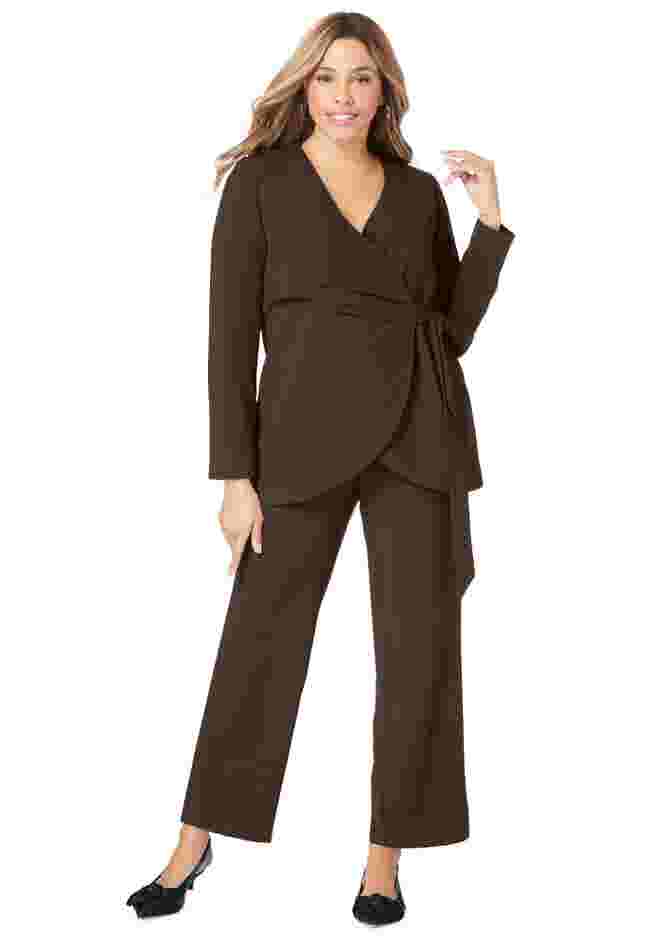 2-Piece Faux Wrap Pantsuit image number 0