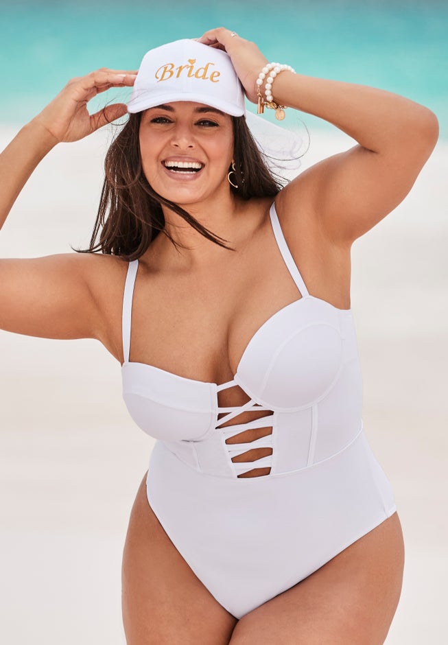 Underwire Lace Up One Piece Swimsuit image number 2