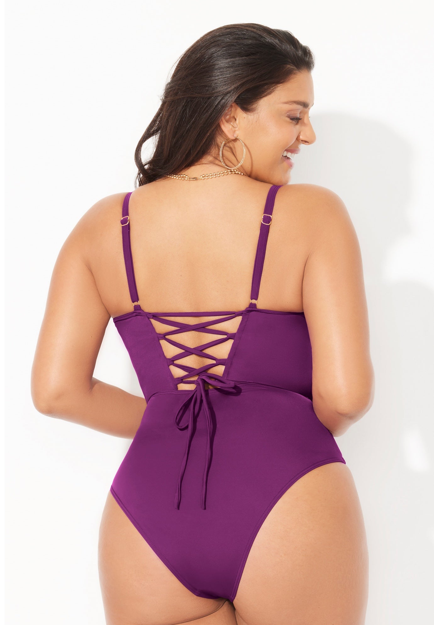 Underwire Lace Up One Piece Swimsuit image number 1